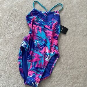Nike Women's One Piece Swimsuit - Blue and Pink NWT